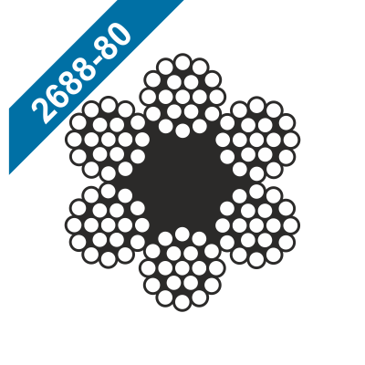 Канат стальной ГОСТ 2688-80 двойной свивки ЛК-Рх19 (1+6+6/6)+1oc 263м